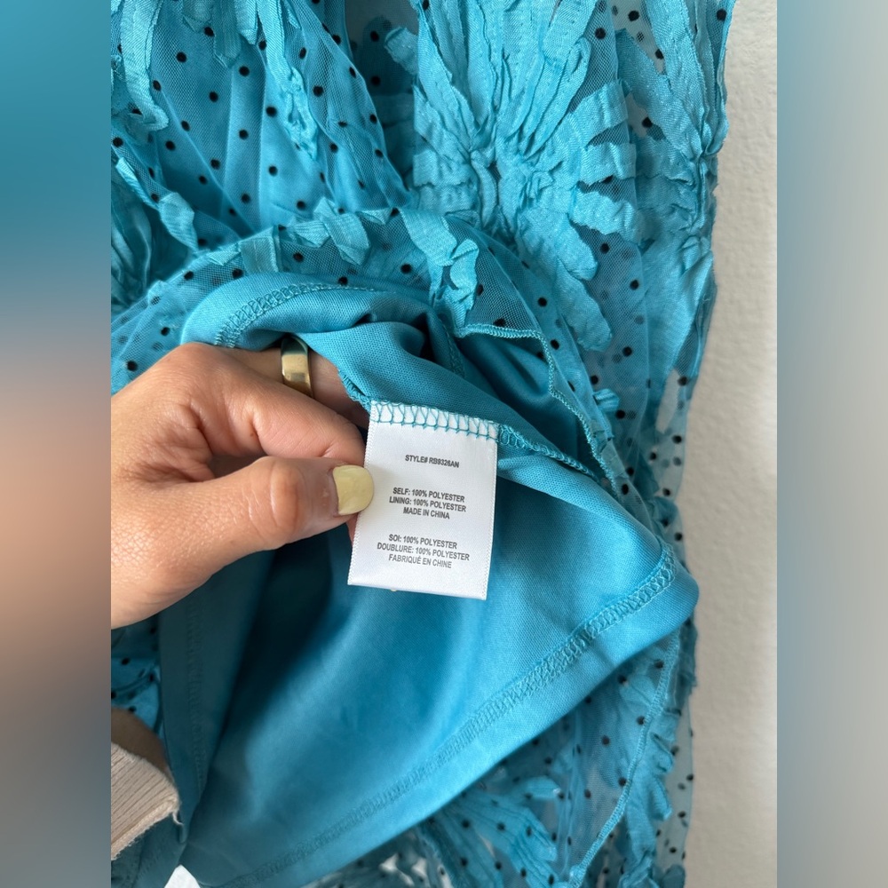 Antropologie NWT Eva Franco Turquoise Lace Floral Ruffle
Blouse Shirt - Picture 5 of 8